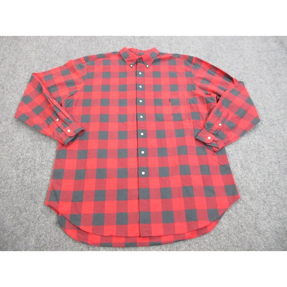 Ralph Lauren Shirt Mens 2XLT Red Buffalo Plaid Cotton Long Sleeve Button Down